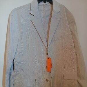 NYNE Mushroom Pin Striped Suit Jacket Blazer Unlined M 38-40 NWT